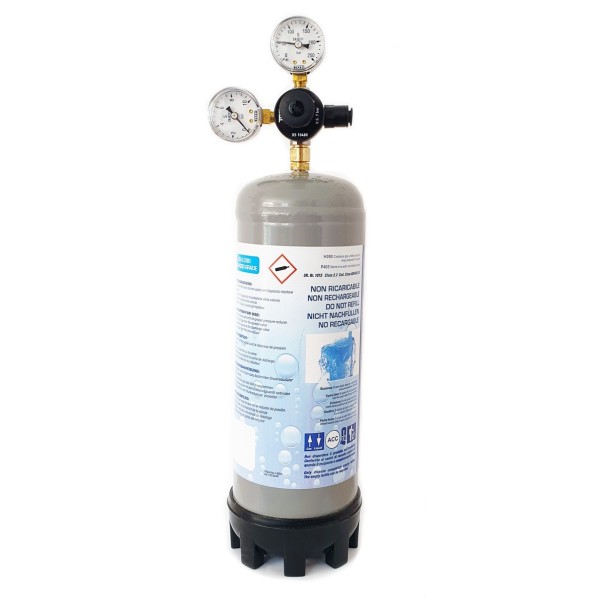 Kit botella CO2 1000g + manorreductor mini con 2 manómetros